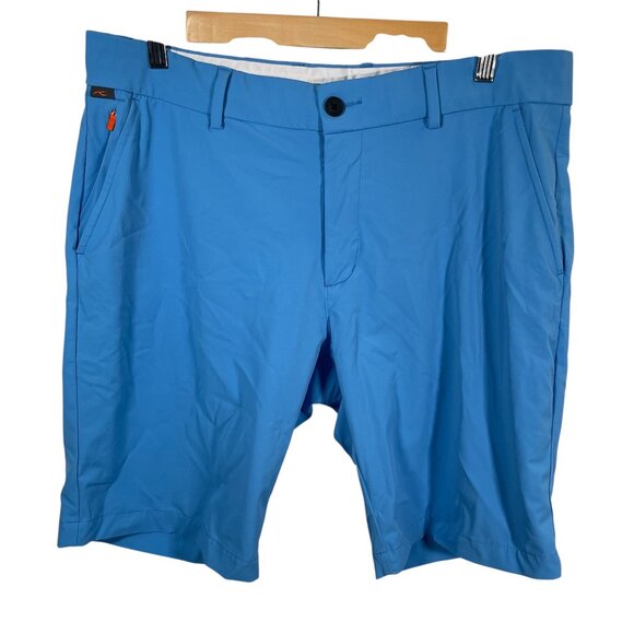 KJUS Iver Shorts Mens Size 36 Regular Fit Blue Performance Stretch Golf Pockets - Picture 1 of 8